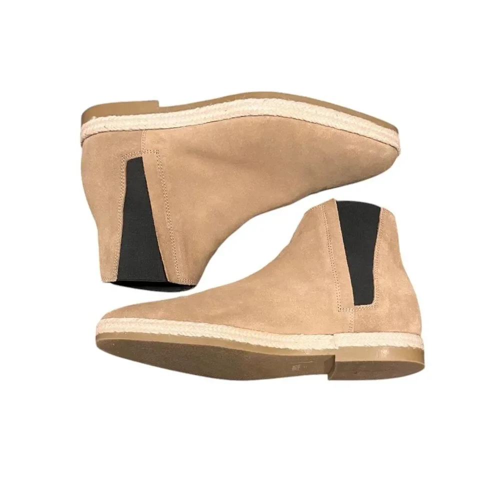 ZARA Men’s Dark Beige Jute Suede Ankle Chelsea Boots Sz 44 (US Sz 10)